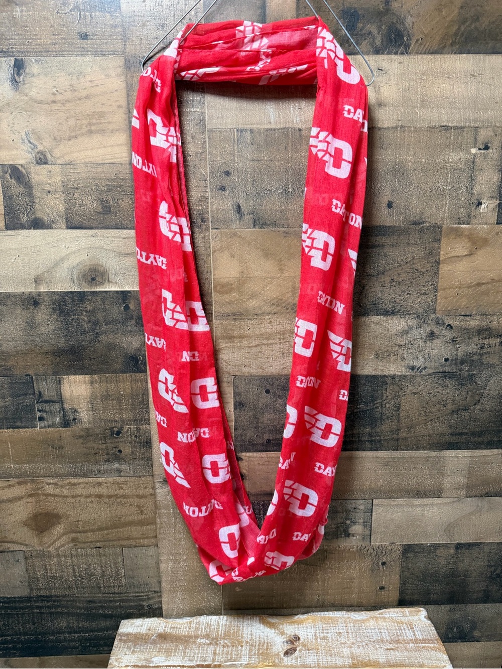 Dayton Flyers Infinity Scarf Red White Logo Brands Lightweight Sheer One Size